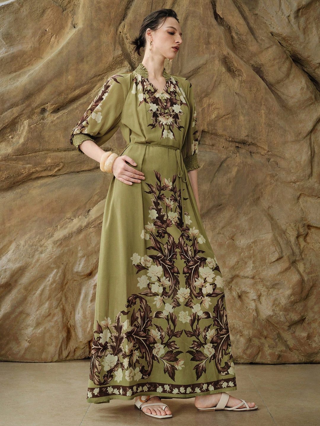 Rochie maxi SHEIN, kaki