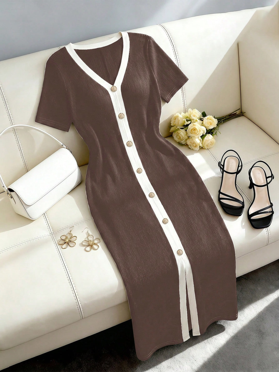 Rochie maxi SHEIN, maro