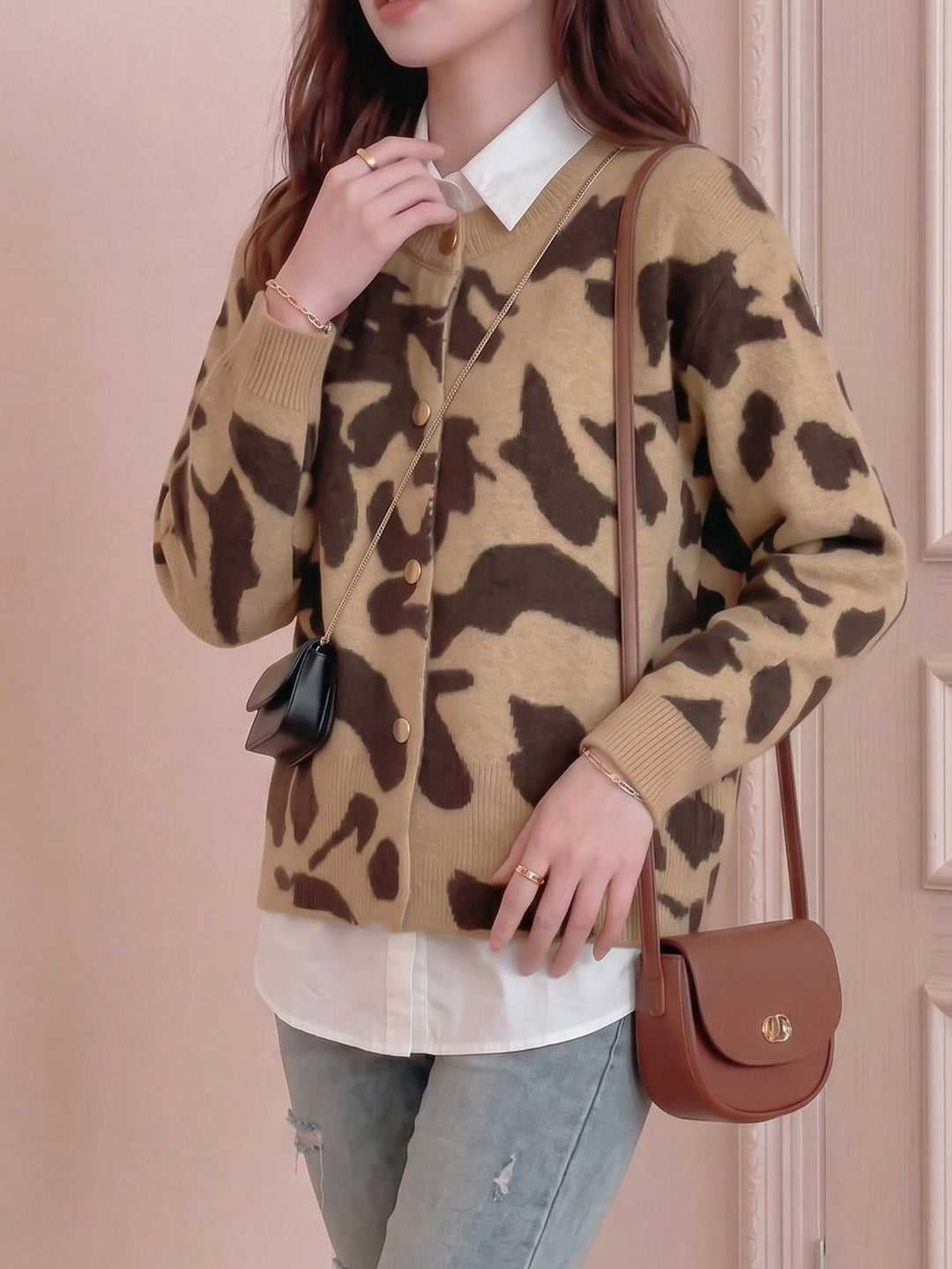 Cardigan SHEIN, maro