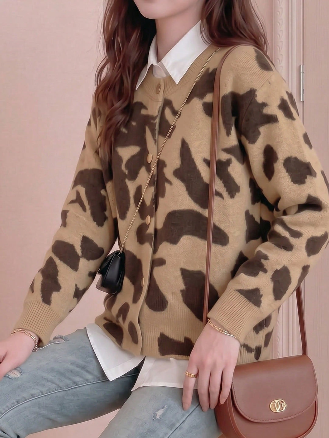 Cardigan SHEIN, maro