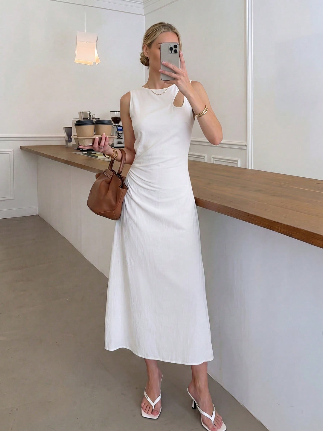 Rochie midi SHEIN, alb