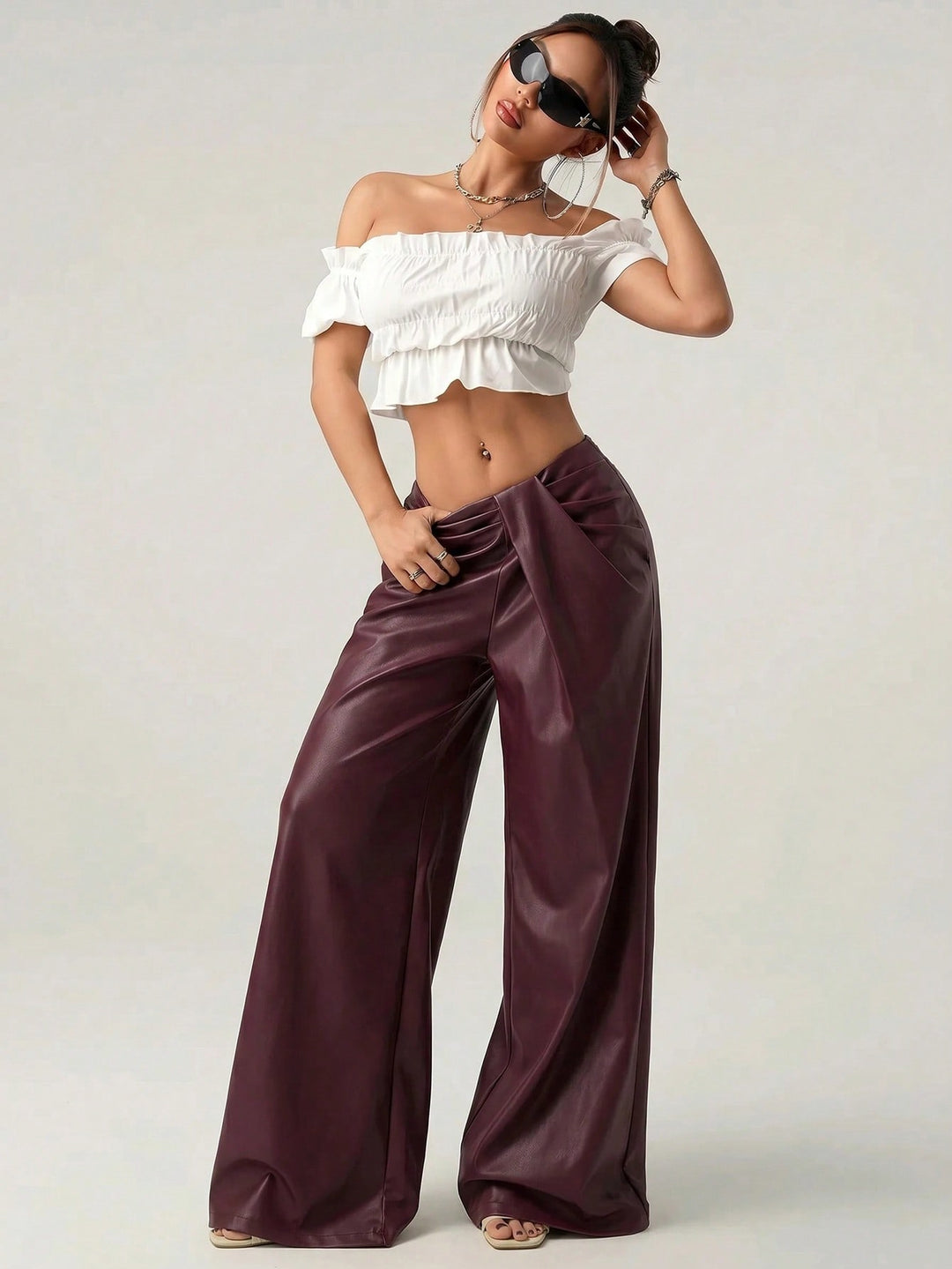 Pantaloni SHEIN, vișiniu