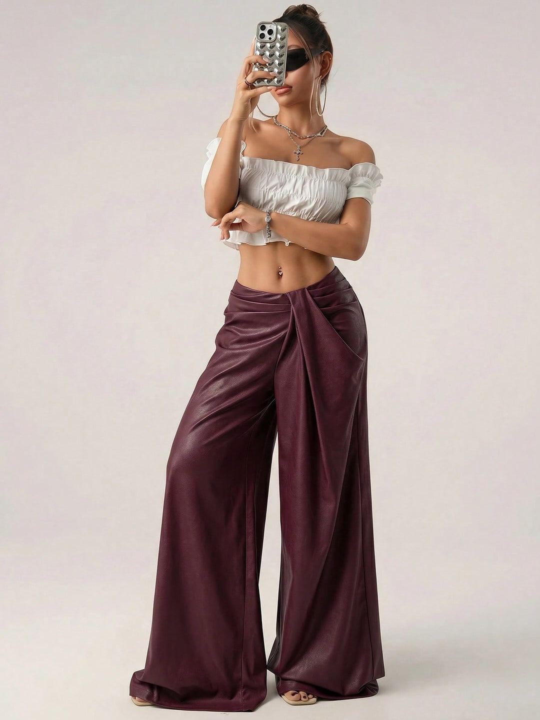 Pantaloni SHEIN, vișiniu