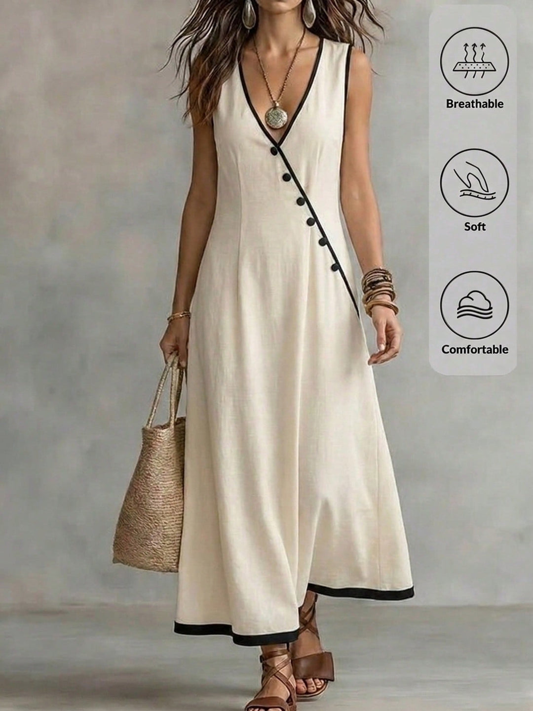 Rochie maxi SHEIN, bej
