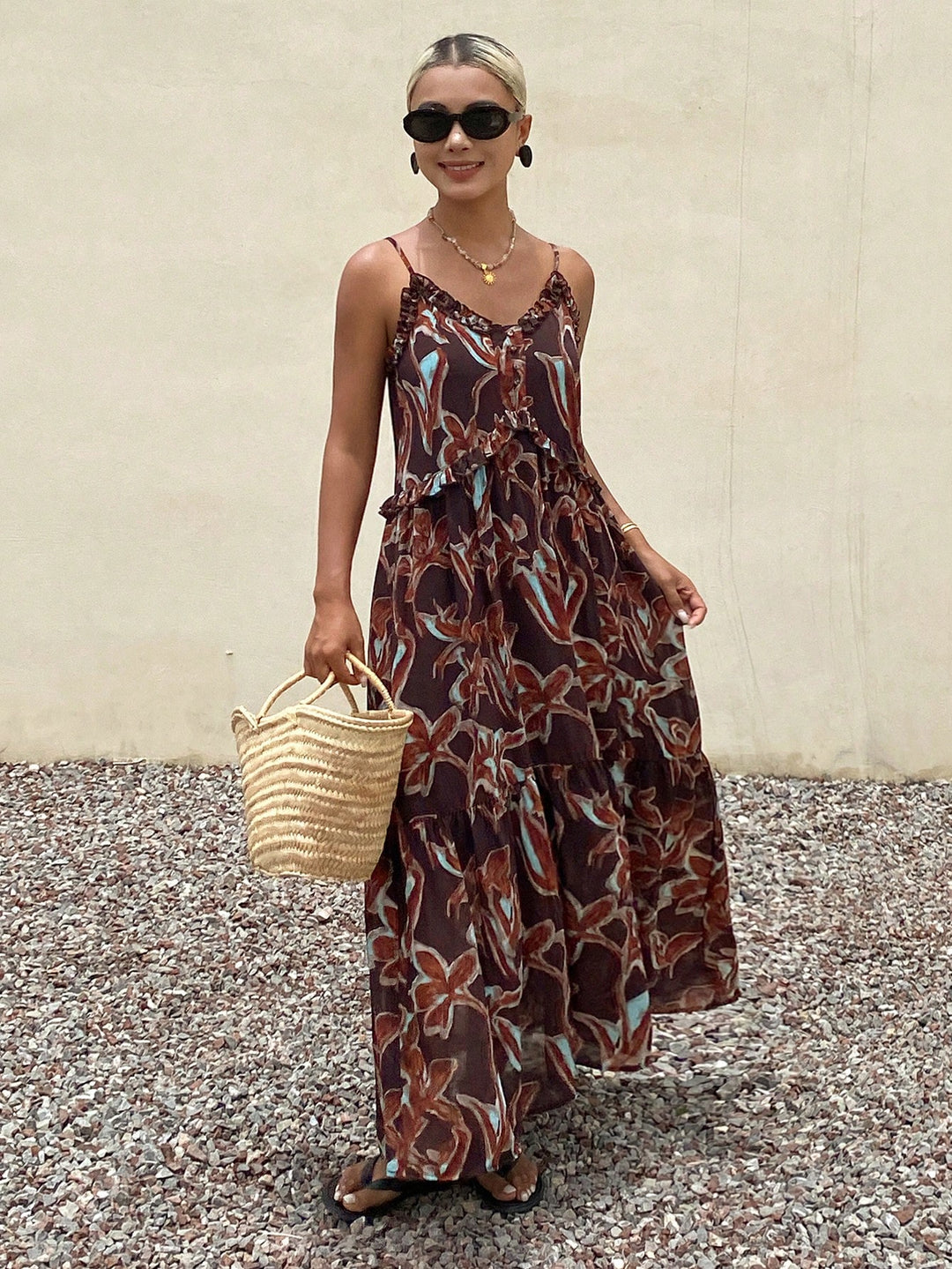 Rochie midi SHEIN, maro