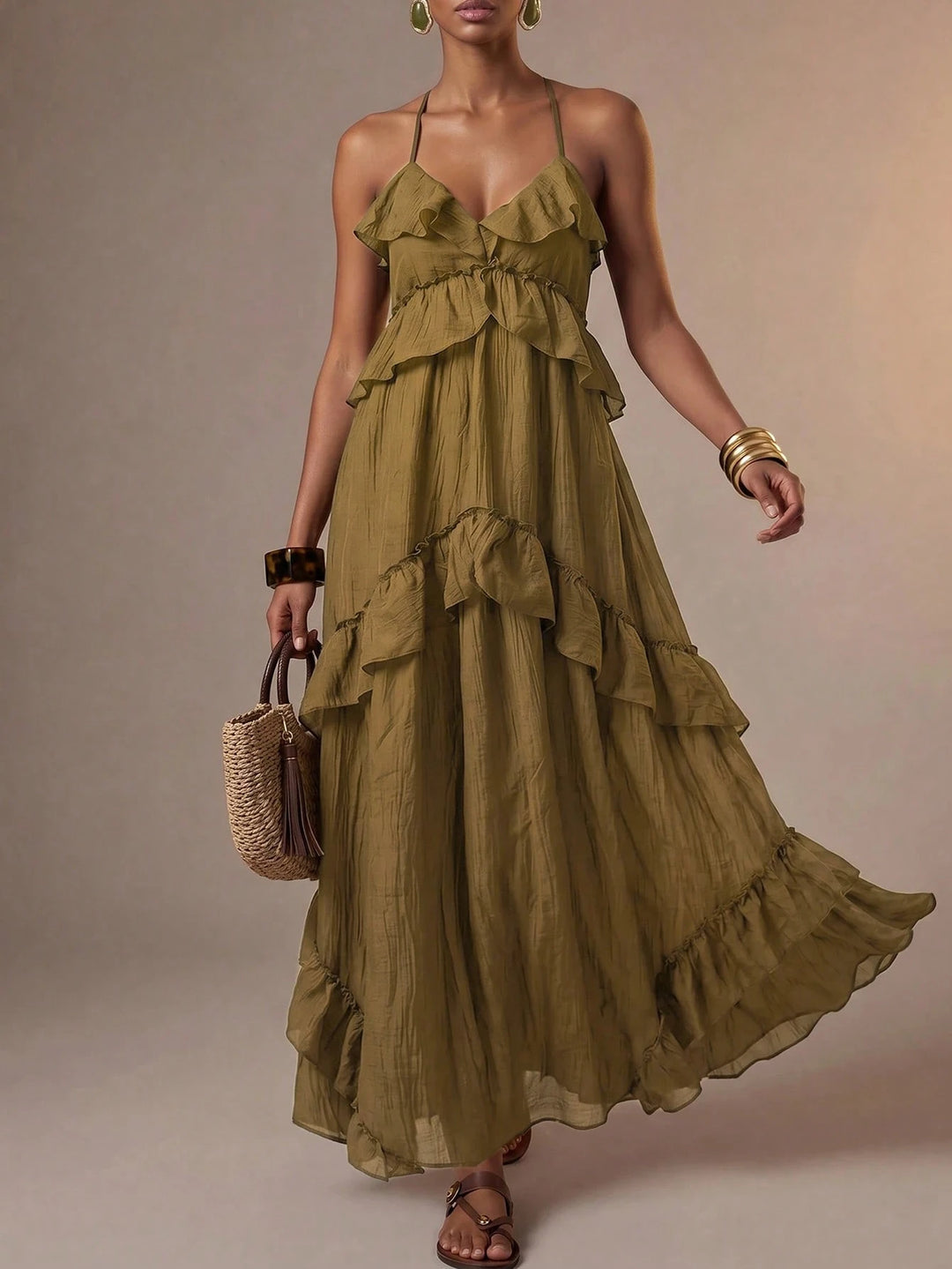 Rochie maxi SHEIN, kaki