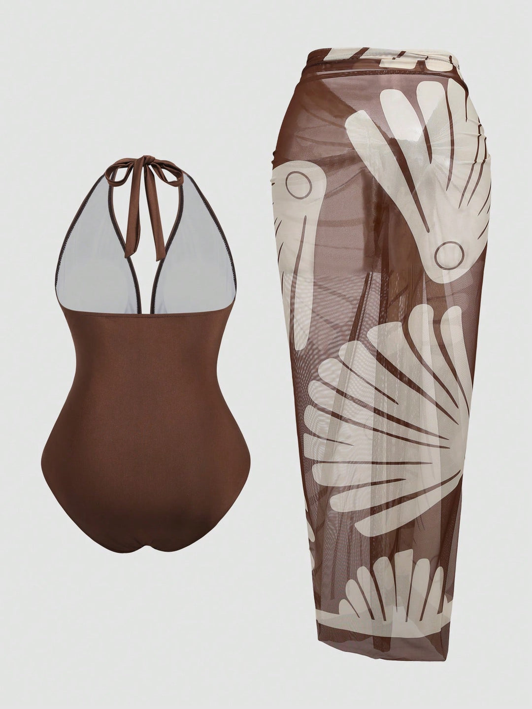Costum de baie SHEIN, maro