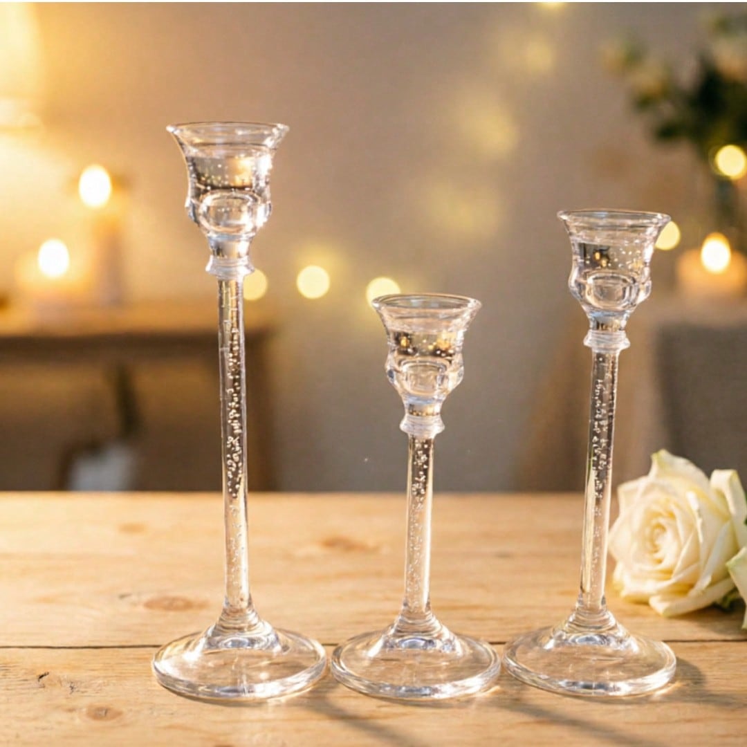 Set suport lumânare SHEIN, transparent