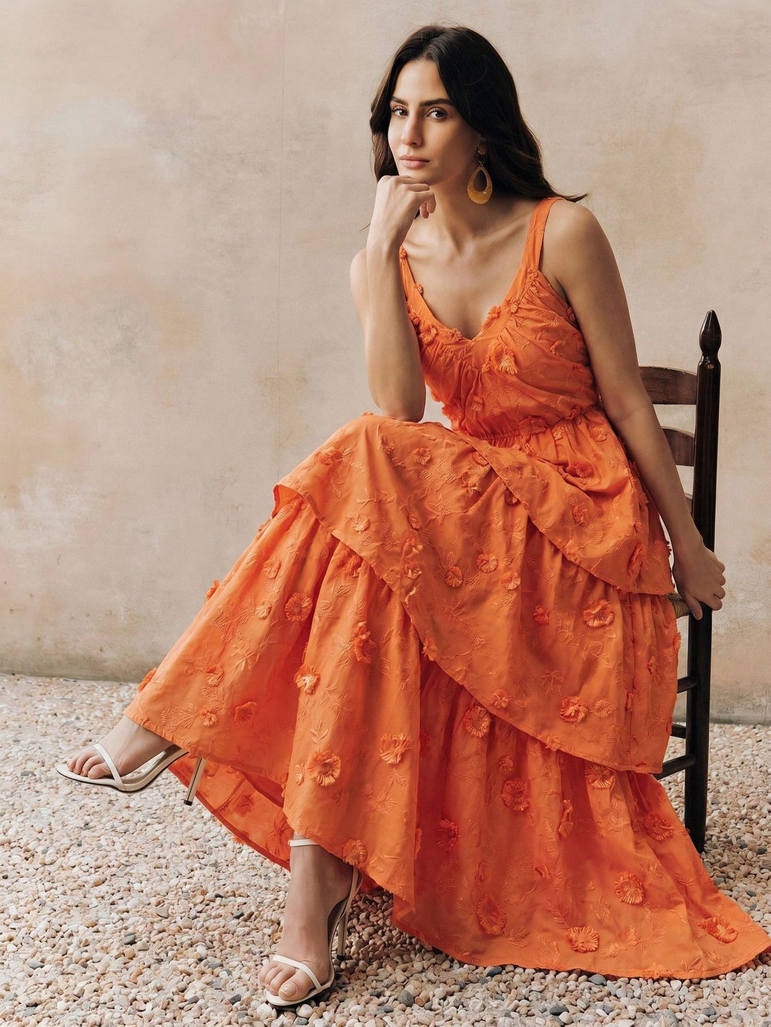 Rochie maxi SHEIN, portocaliu