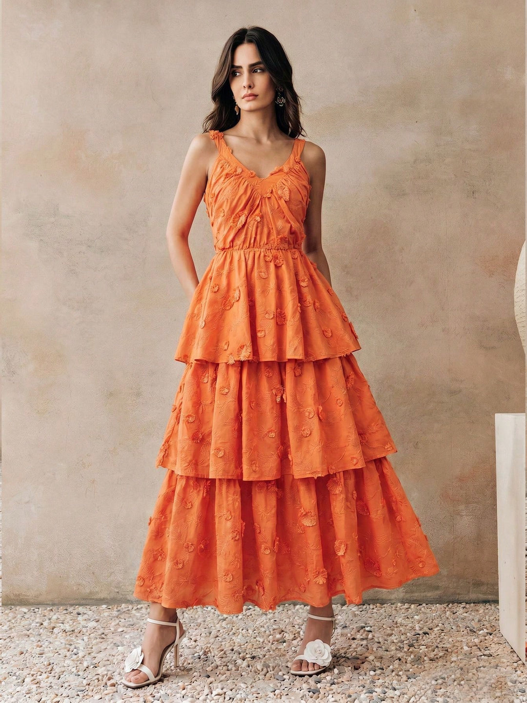 Rochie maxi SHEIN, portocaliu