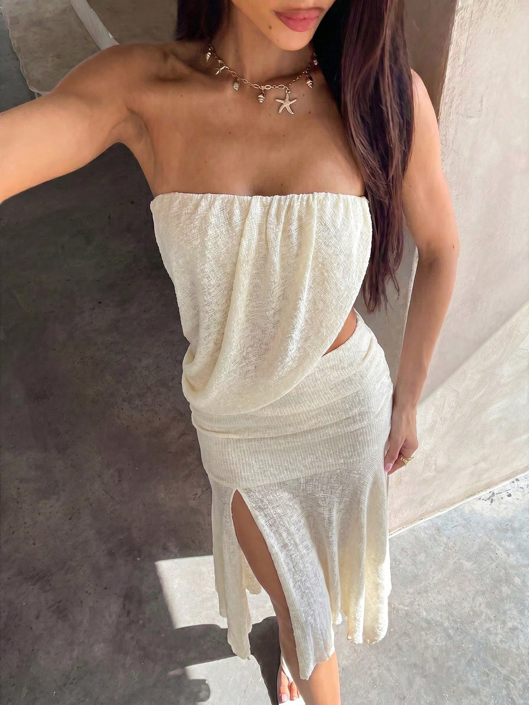 Rochie maxi SHEIN, bej