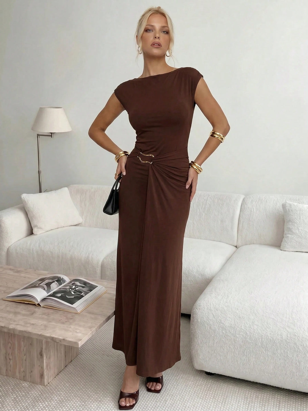 Rochie maxi SHEIN, maro