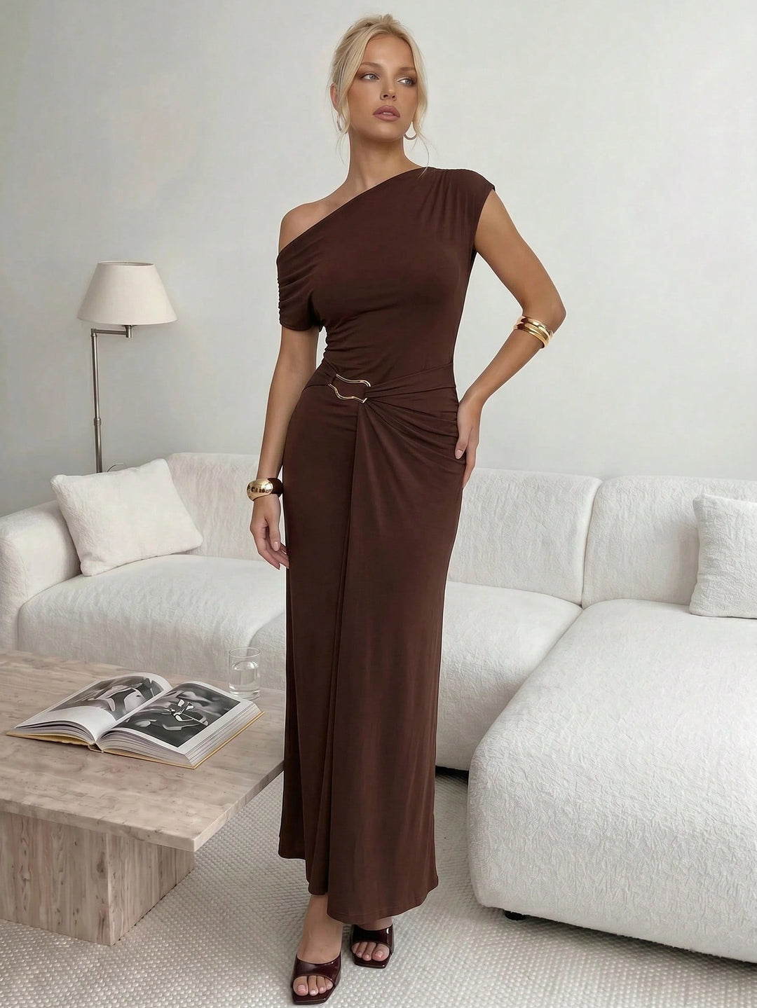 Rochie maxi SHEIN, maro