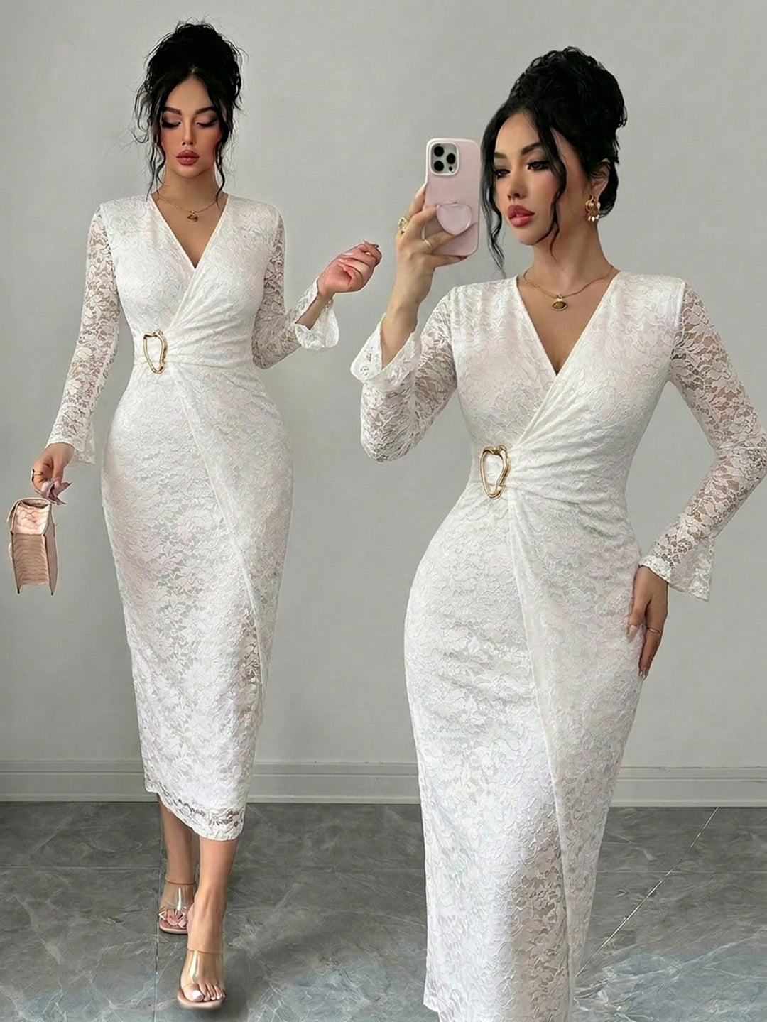Rochie midi SHEIN, alb
