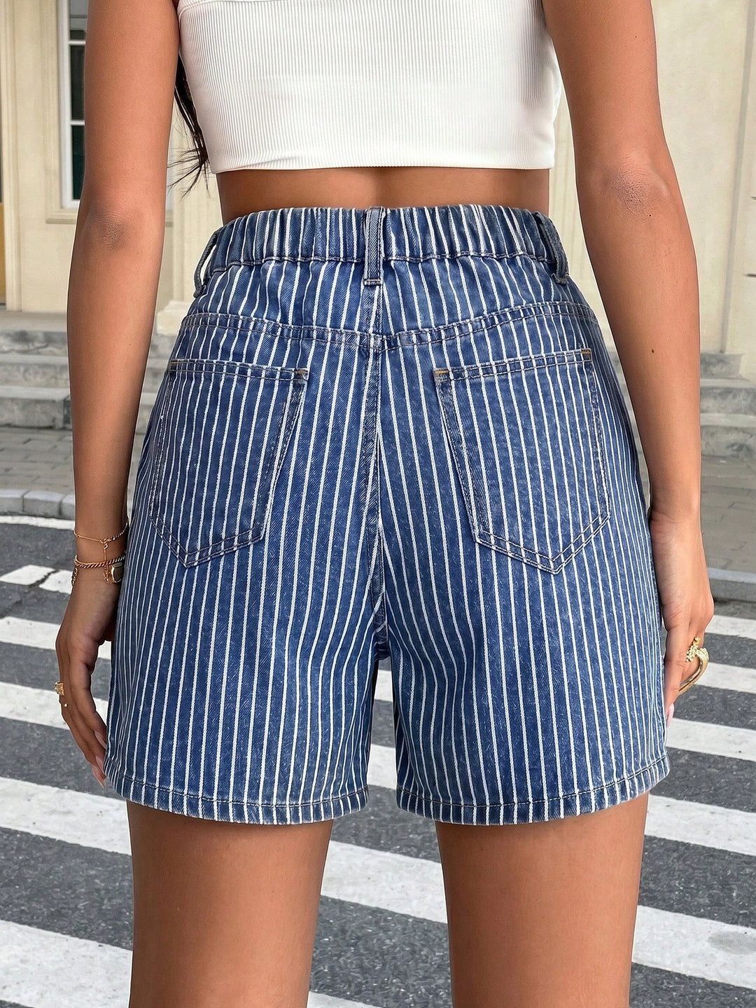 Pantaloni scurți SHEIN, albastru