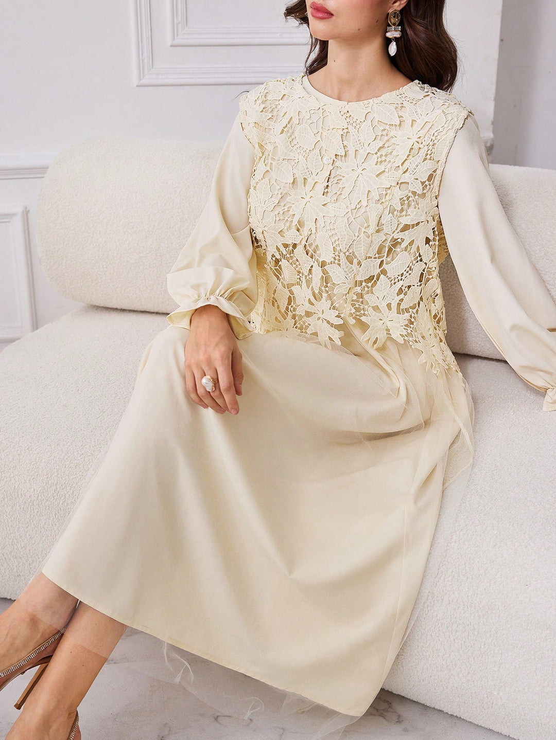 Rochie maxi SHEIN, crem