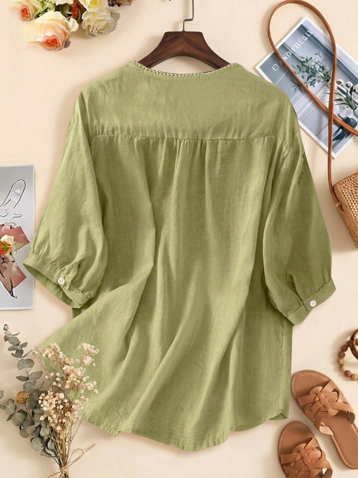 Cămașă brodată SHEIN, verde