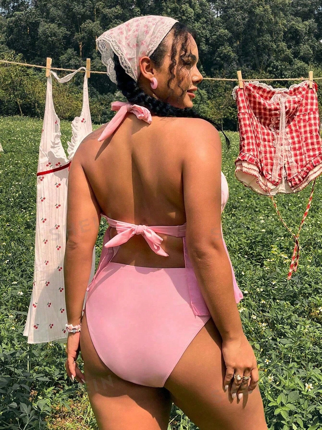 Costum de baie SHEIN, roz