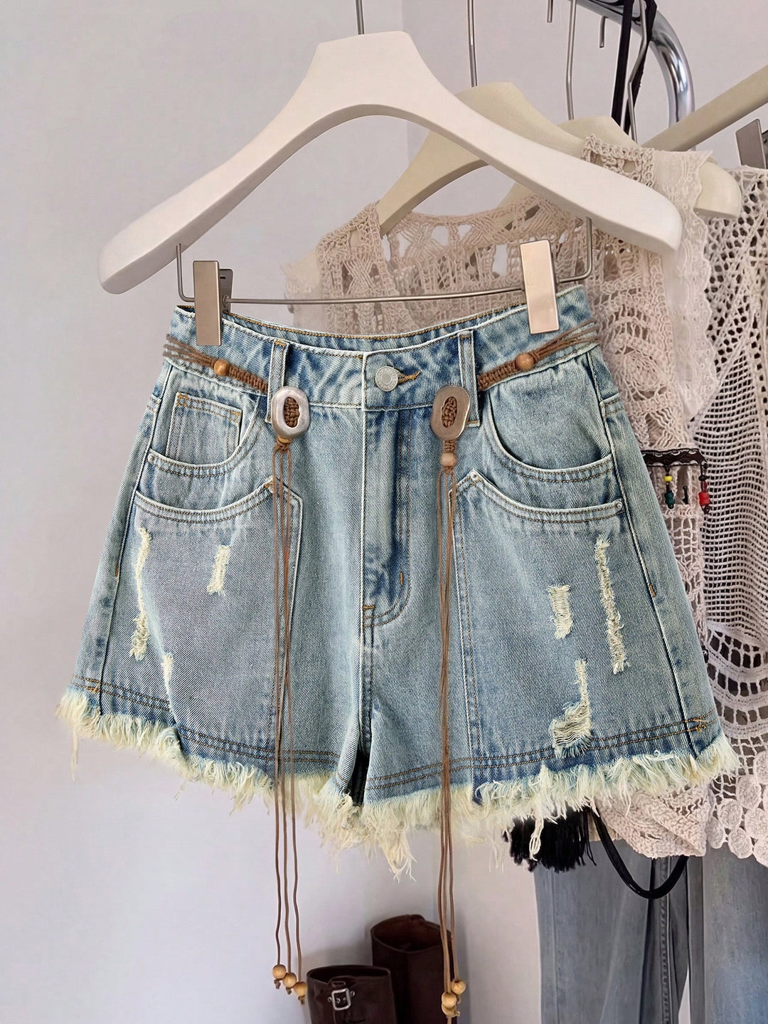 Pantaloni scurți SHEIN, albastru