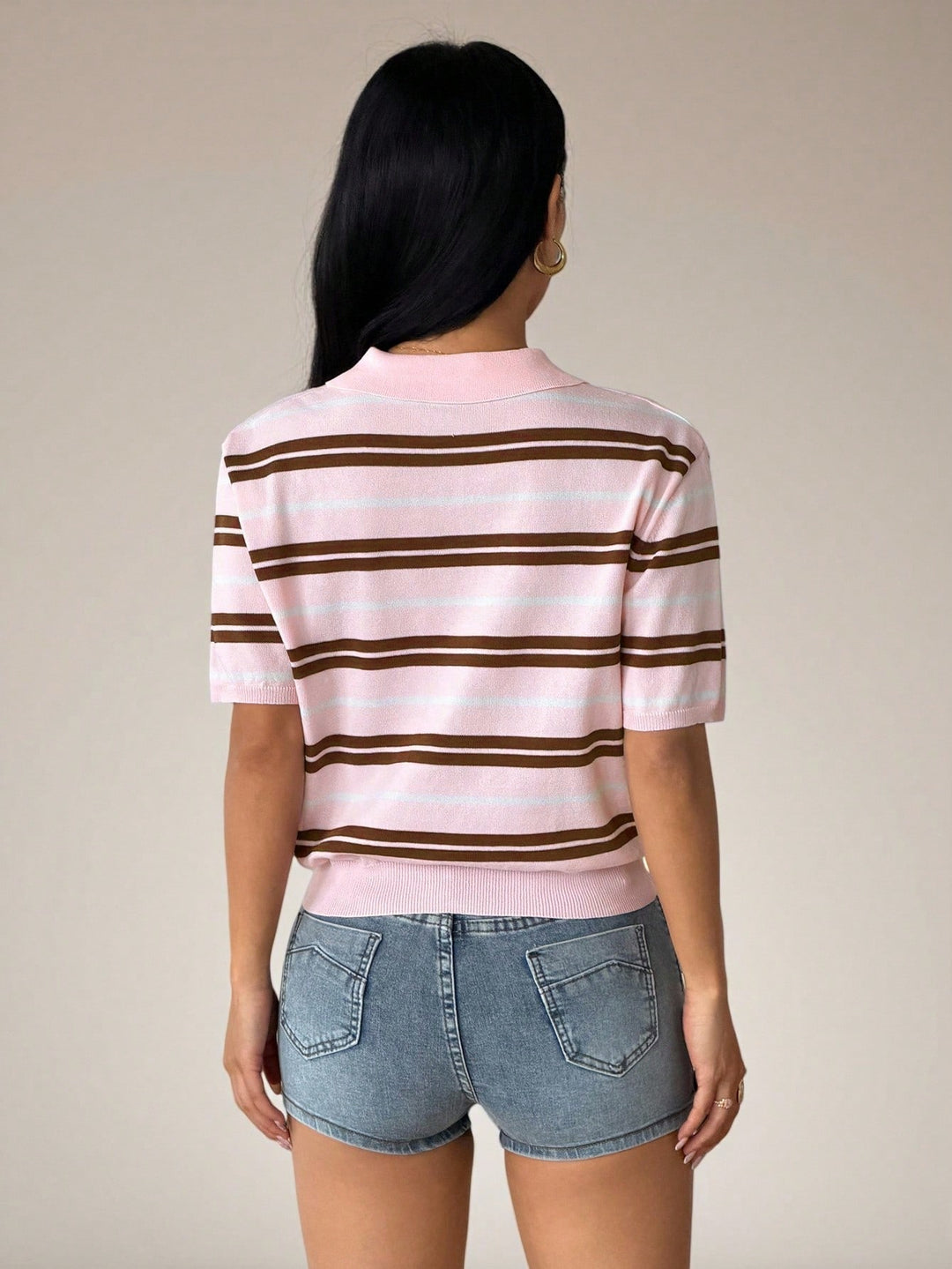Bluza tricotată polo SHEIN, roz