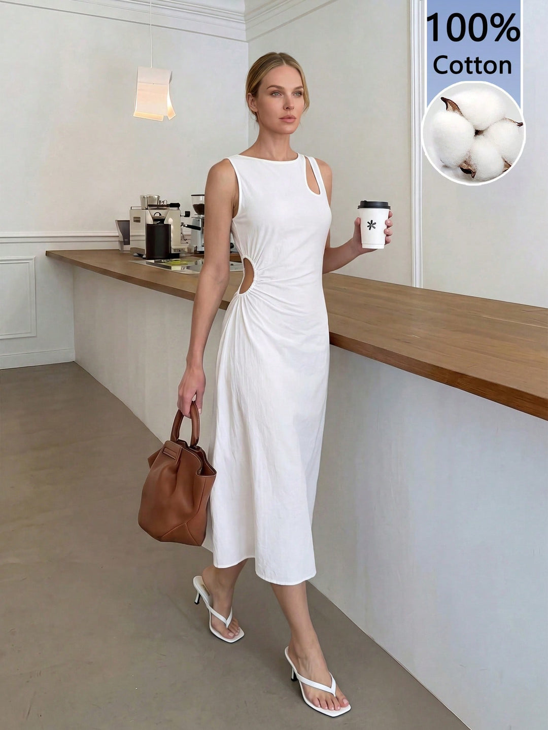 Rochie midi SHEIN, alb