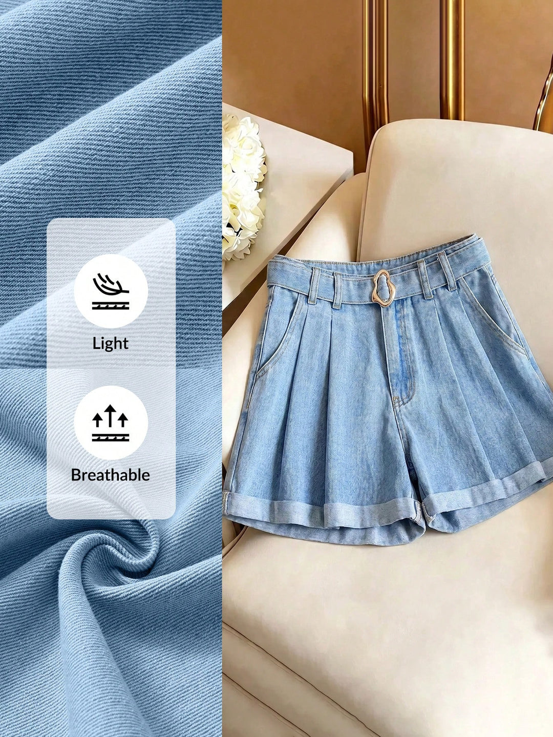 Pantaloni scurți SHEIN, albastru