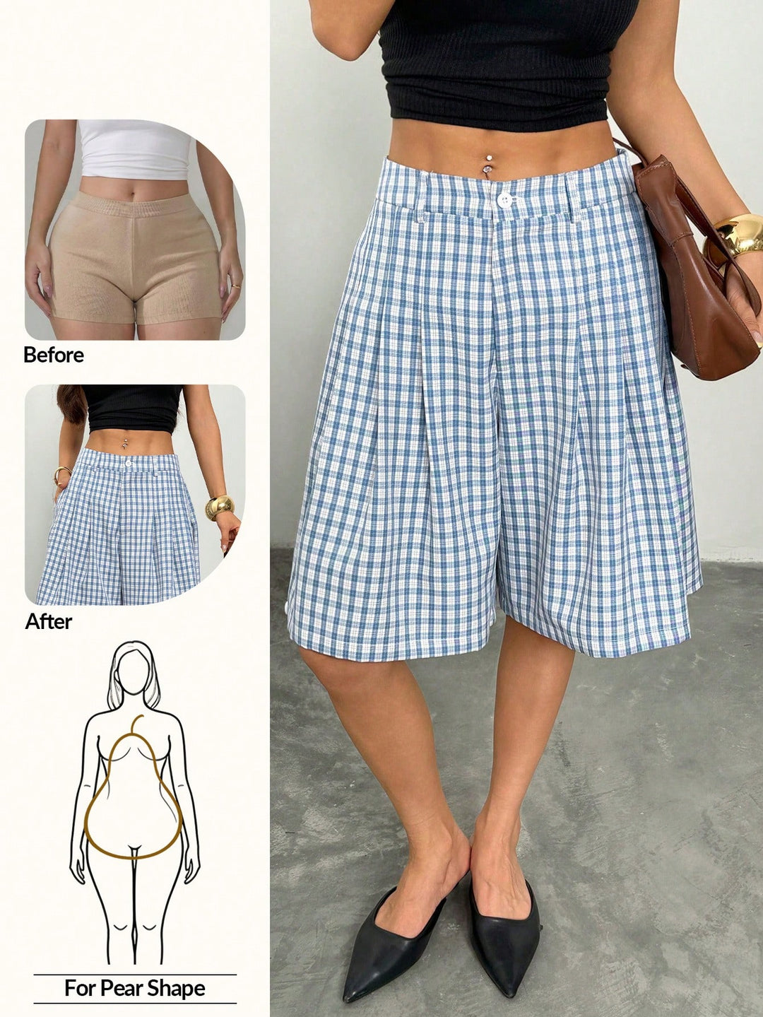 Pantaloni scurți SHEIN, albastru