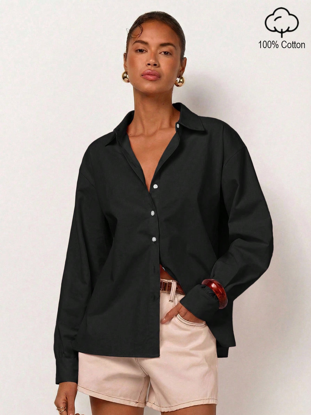 Cămașă oversized SHEIN, negru