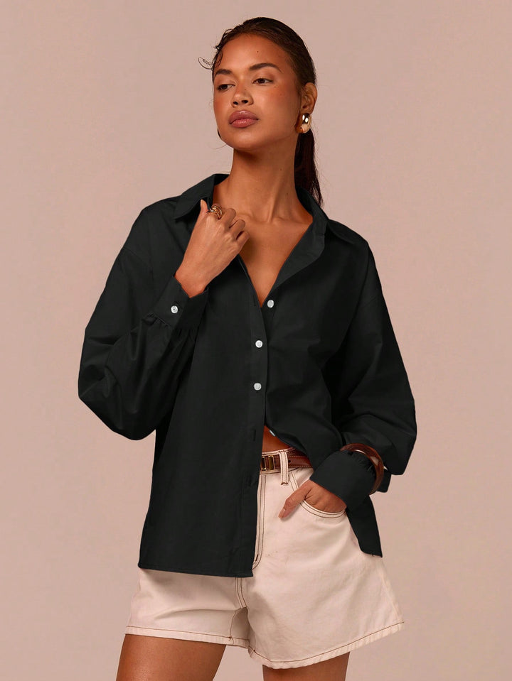Cămașă oversized SHEIN, negru