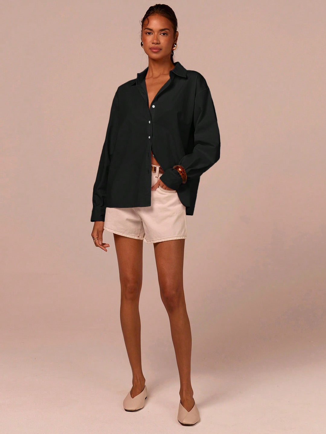 Cămașă oversized SHEIN, negru