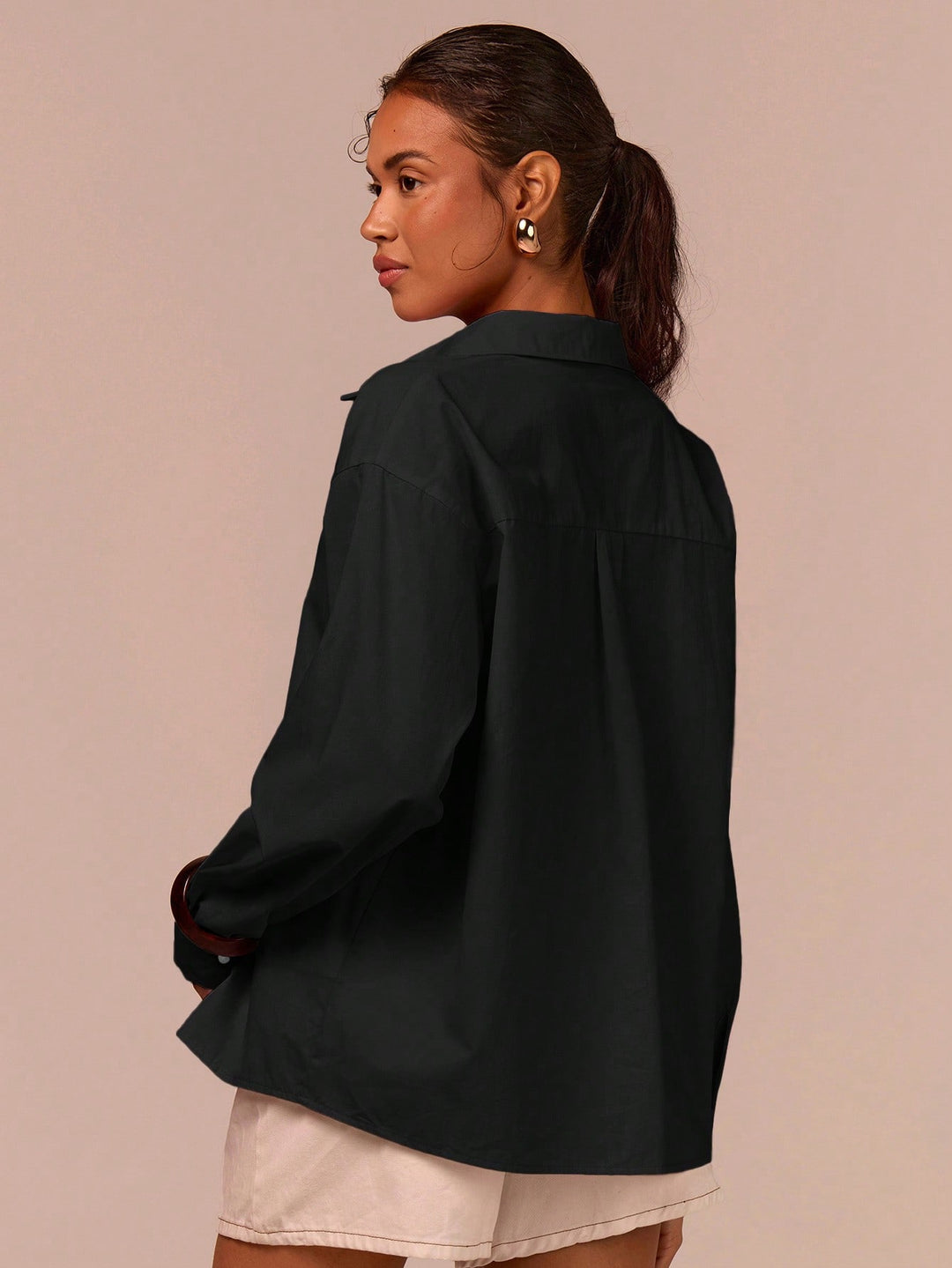 Cămașă oversized SHEIN, negru