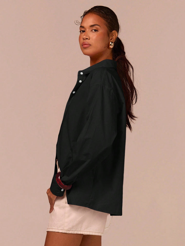 Cămașă oversized SHEIN, negru
