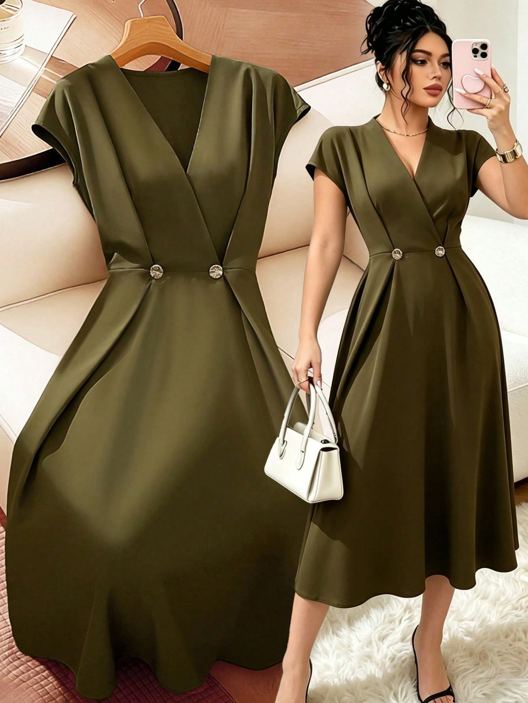 Rochie midi SHEIN, verde