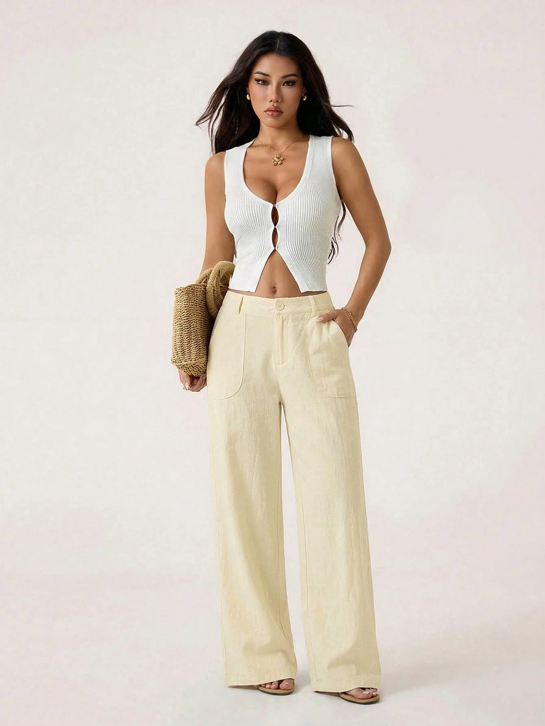Pantaloni SHEIN, galben