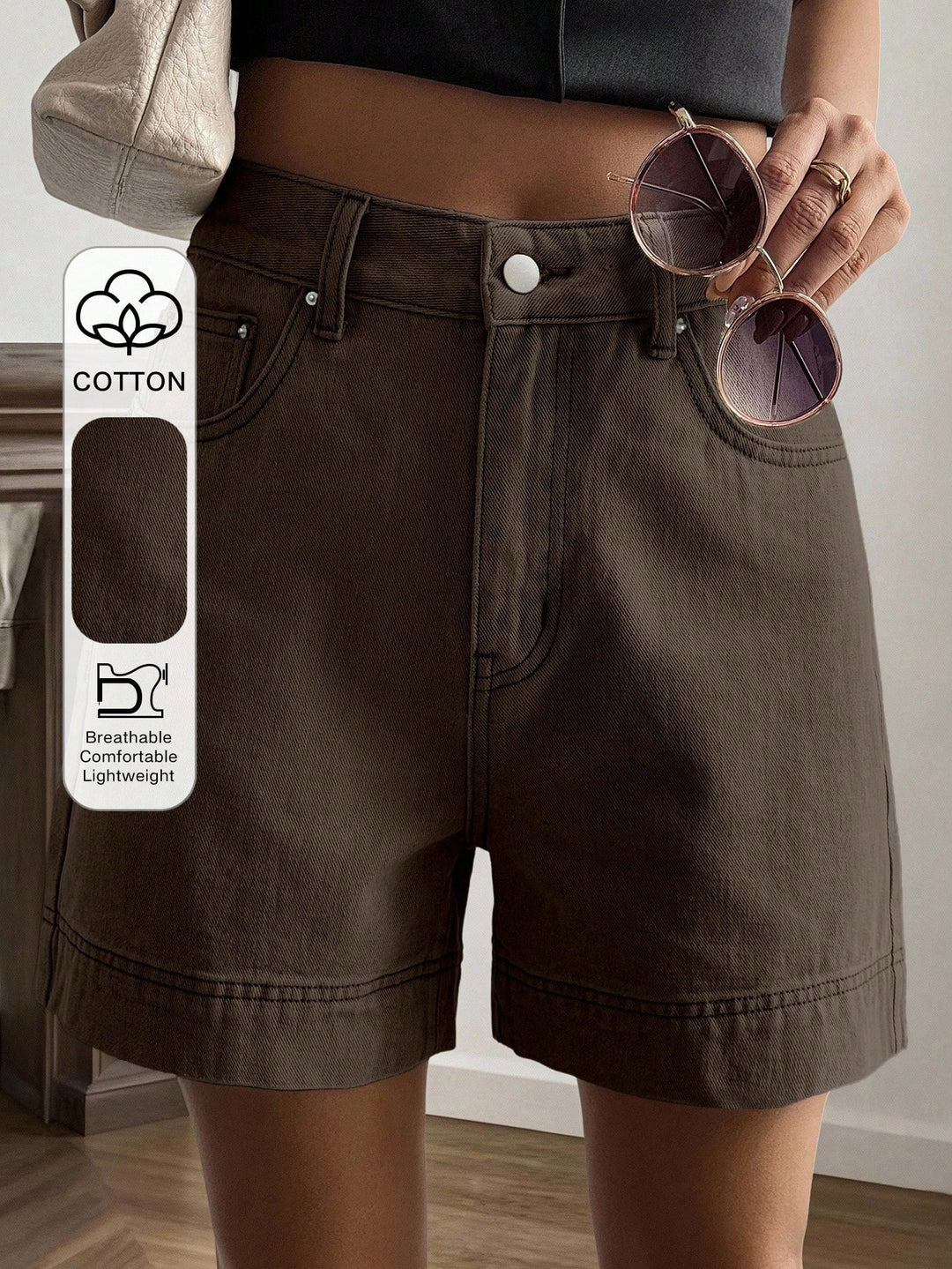 Pantaloni scurți SHEIN, maro