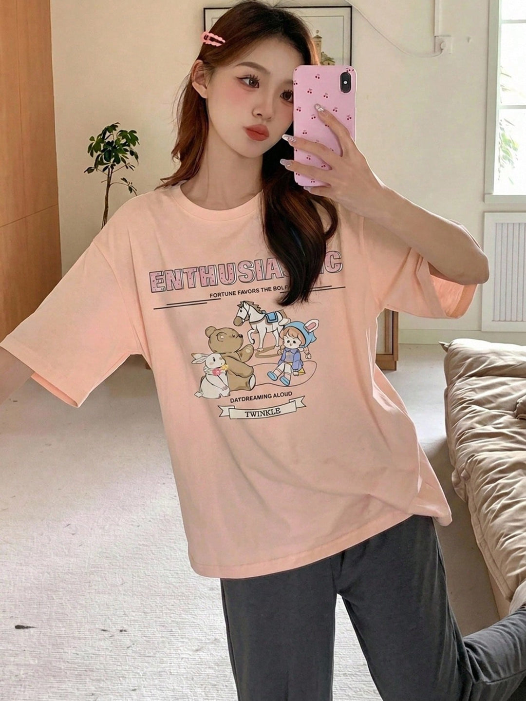 Set pijamale SHEIN, roz