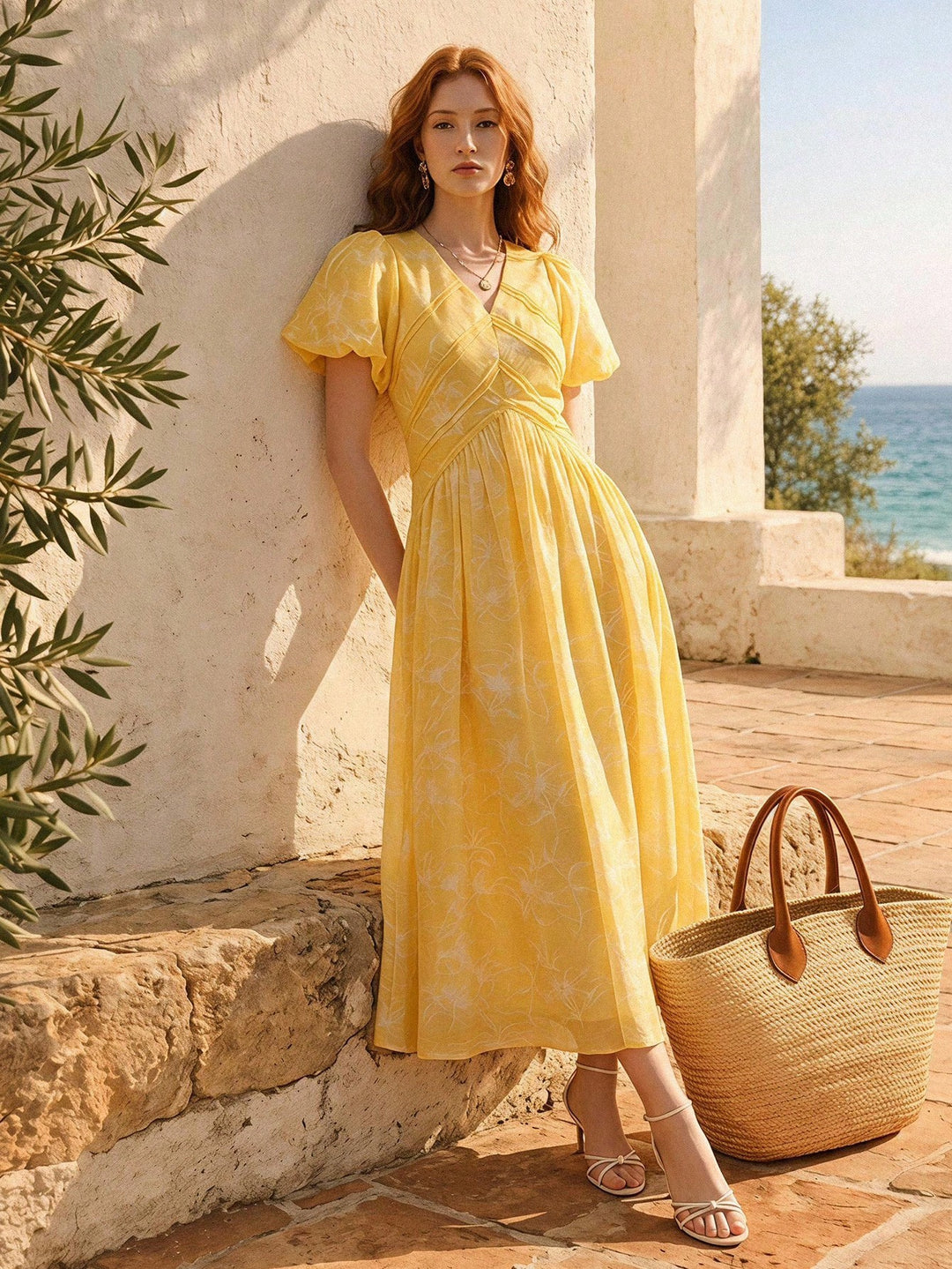 Rochie midi SHEIN, galben