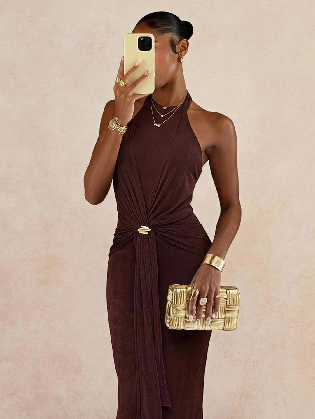 Rochie maxi SHEIN, maro