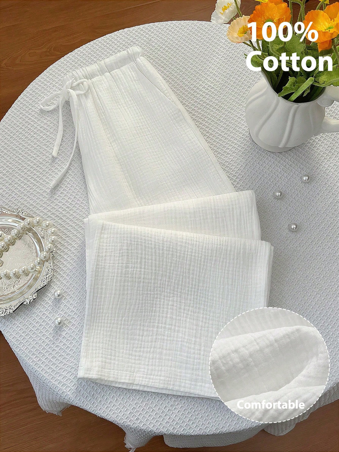 Pantaloni SHEIN, alb