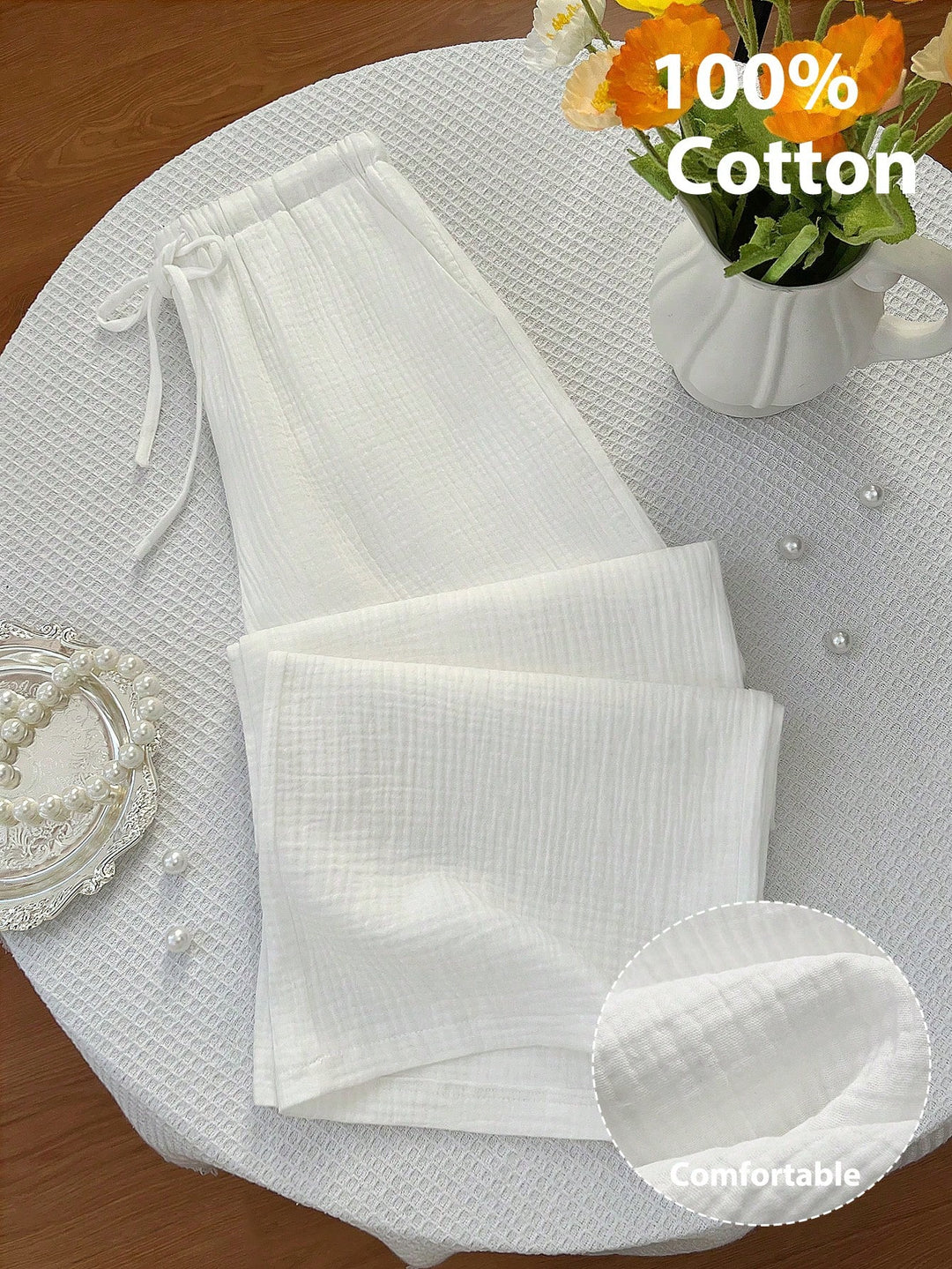 Pantaloni SHEIN, alb