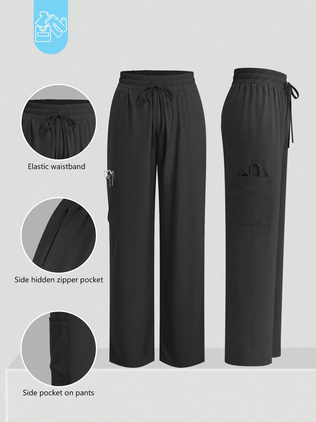 Pantaloni medicali SHEIN, negru