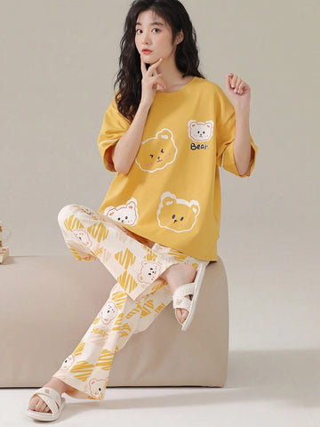 Compleu pijamale SHEIN, galben