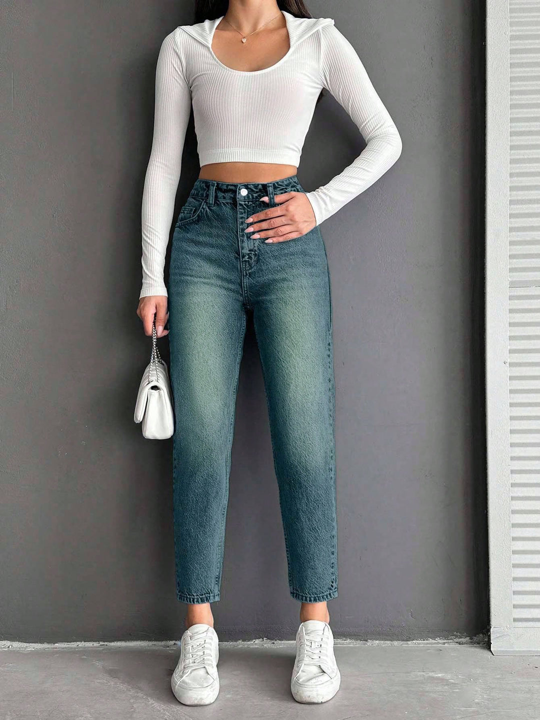 Jeans SHEIN, turcoaz