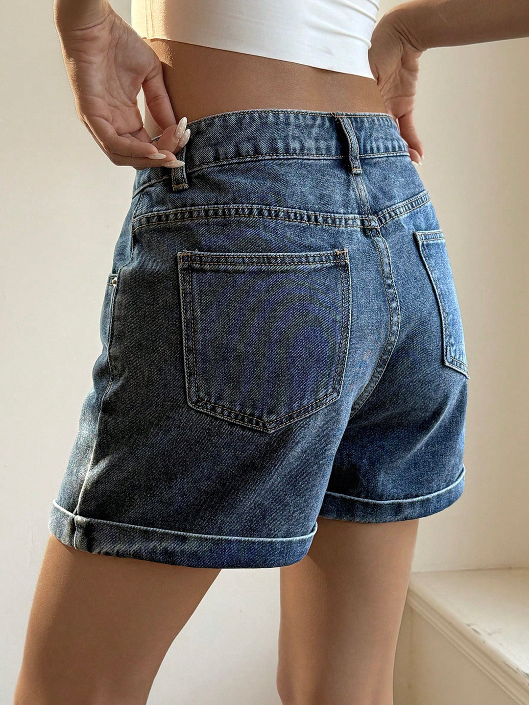Pantaloni scurți SHEIN, albastru