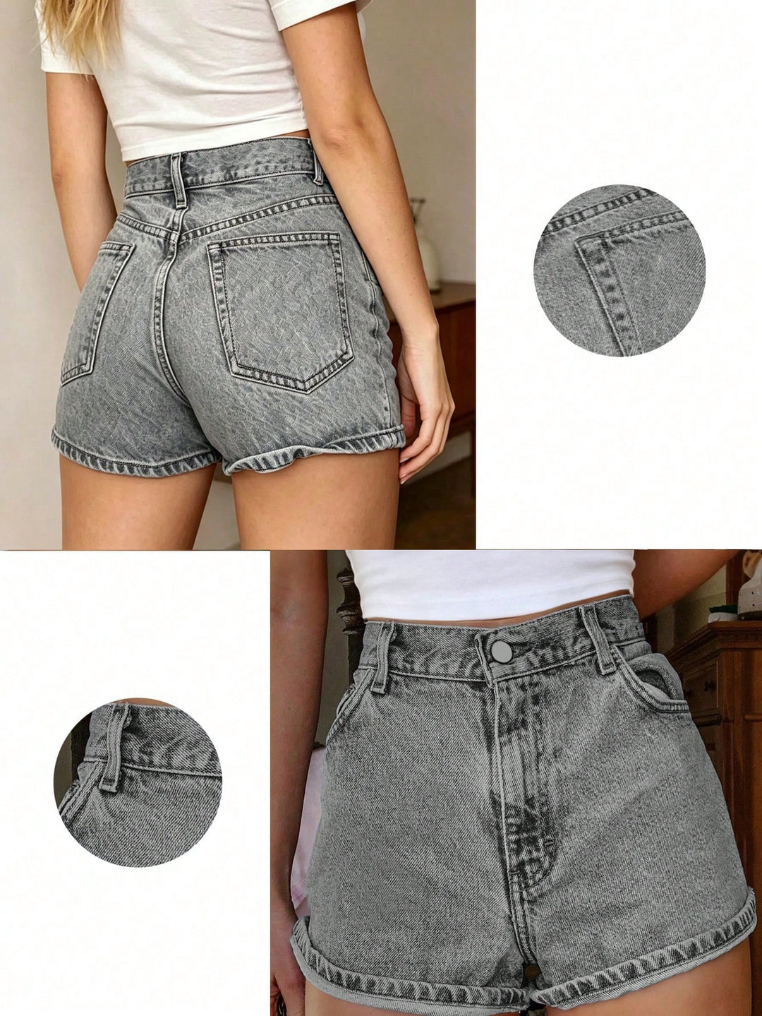 Pantaloni scurți de blugi SHEIN, gri