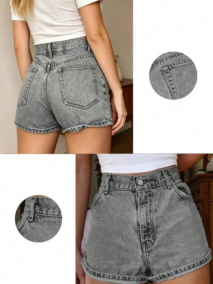 Pantaloni scurți de blugi SHEIN, gri