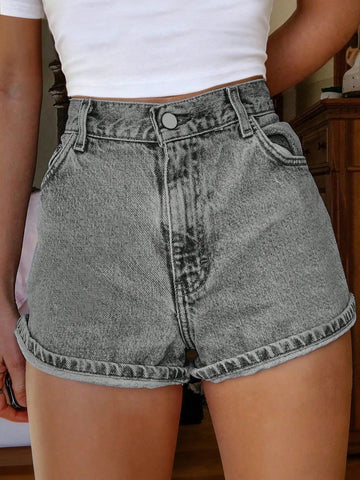 Pantaloni scurți de blugi SHEIN, gri