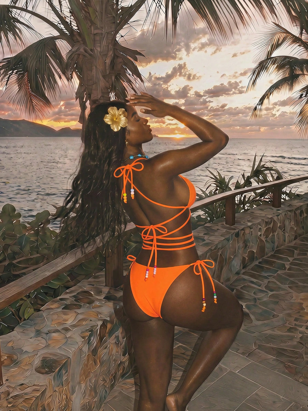 Set bikini SHEIN, portocaliu