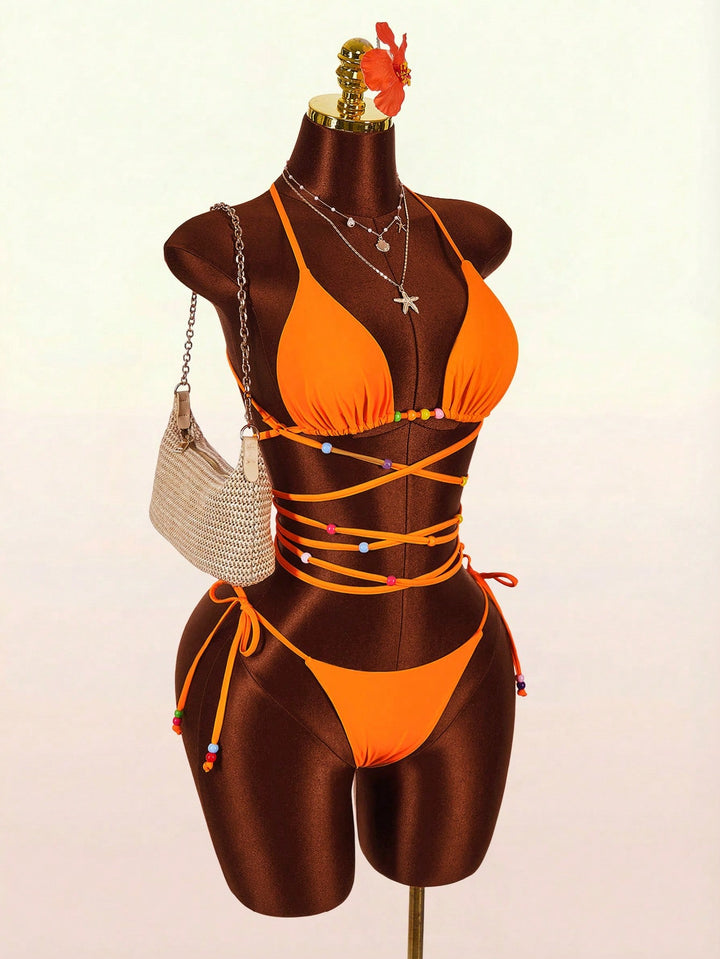 Set bikini SHEIN, portocaliu