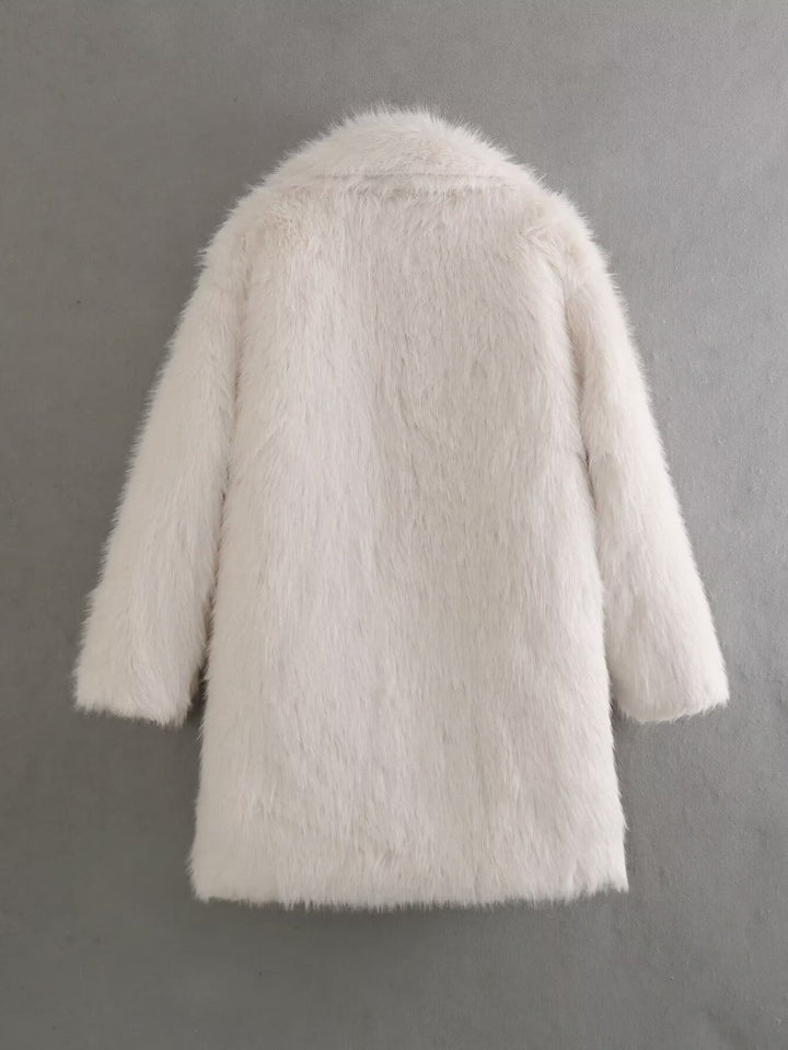 Haină de blană SHEIN, crem